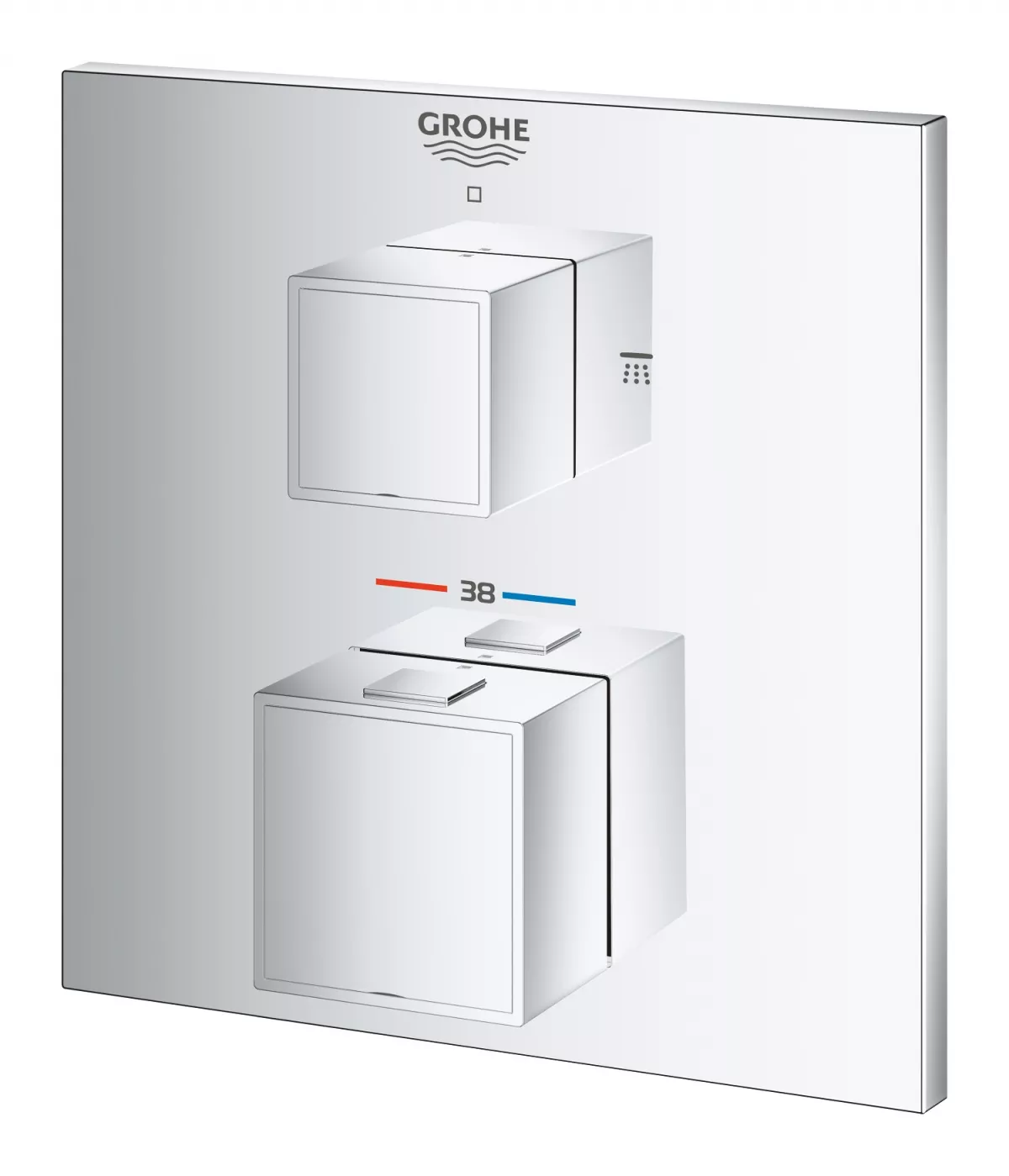 Unitate comanda Grohe Grohtherm Cube 24154000, aparenta, termostat, diverter, 2 iesiri, necesita set fixare, crom [2]