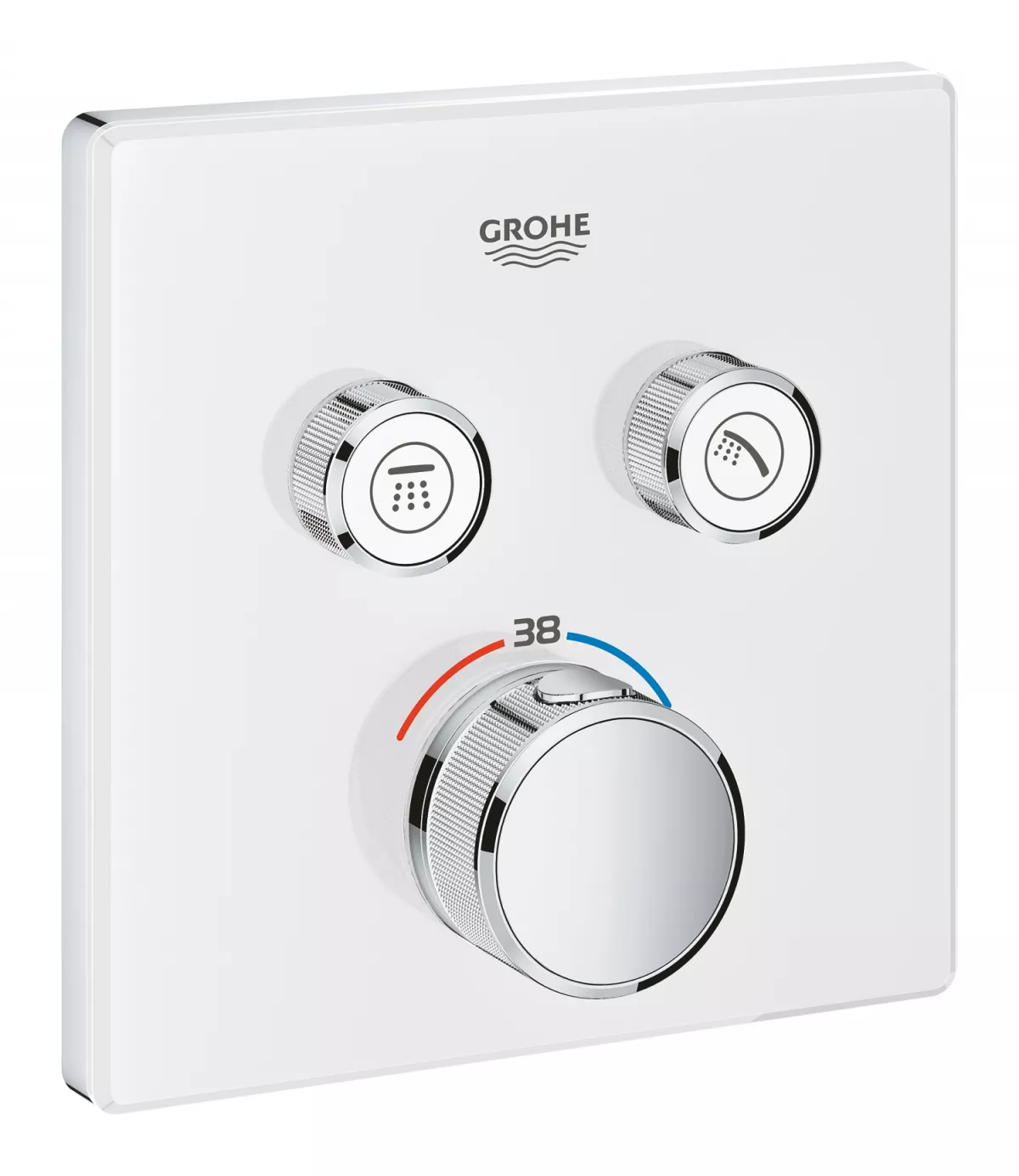Baterii sanitare - Unitate comanda Grohe Grohtherm SmartControl 29156LS0, 1/2'', aparent, termostat, 2 iesiri, necesita set fixare, alb