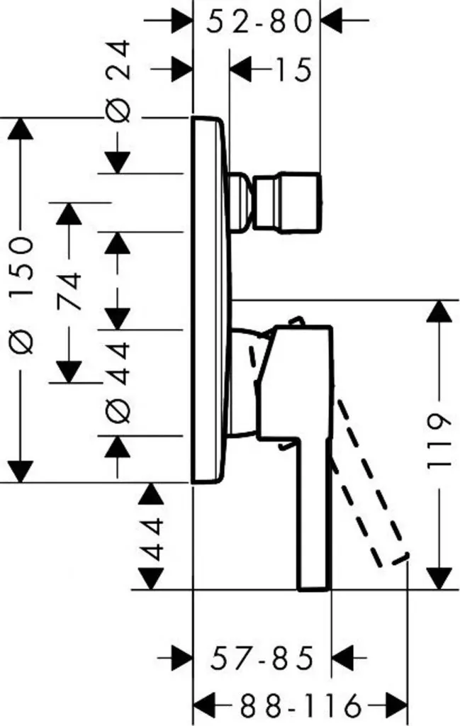 Unitate comanda Hansgrohe Zesis S, 2 consumatori, necesita valva, crom, 74415000 [1]