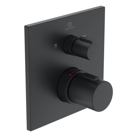 Baie - Unitate comanda Ideal Standard Cerafine A7522XG, 1/2'', aparent, termostat, 2 iesiri, diverter, necesita set fixare, mat, negru