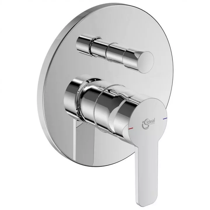 Baterii sanitare - Unitate comanda Ideal Standard Gio A6276AA, 1/2'', aparent, 2 iesiri, diverter, monocomanda, cartus ceramic, necesita set fixare, crom