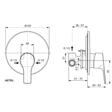 Unitate comanda Ideal Standard IdealStream, 1 iesire, include valva, crom, A6706AA [1]