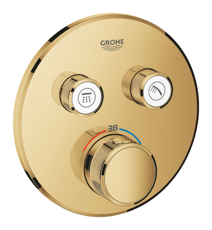 Baie - Unitate control Grohe 29119GL0, Grohtherm Smartcontrol, 2 iesiri, termostat, necesita set fixare, lucios, auriu