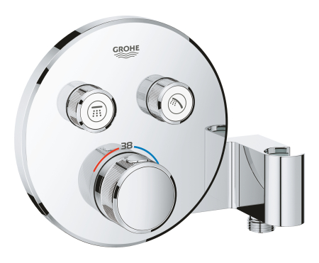 Baterii cada si dus - Unitate control Grohe 29120000, 1.2 bar, 158 mm, 181 mm, 14 mm, 2 iesiri, 1 functii palarie dus, Crom
