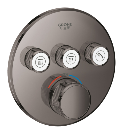 Sisteme de dus incastrate - Unitate control Grohe 29121A00, Grohtherm Smartcontrol, 3 iesiri, termostat, necesita set fixare, lucios, grafit