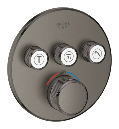 Unitate control Grohe 29121AL0, Grohtherm Smartcontrol, 3 iesiri, termostat, necesita set fixare, mat, grafit [1]
