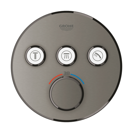 Sisteme de dus incastrate - Unitate control Grohe 29121AL0, Grohtherm Smartcontrol, 3 iesiri, termostat, necesita set fixare, mat, grafit