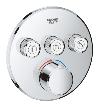 Baterii cada si dus - Unitate control Grohe 29146000, 1 bar, 158 mm, 10 mm, 3 iesiri, 2 functii palarie dus, 1/2 dimensiune racord, Crom