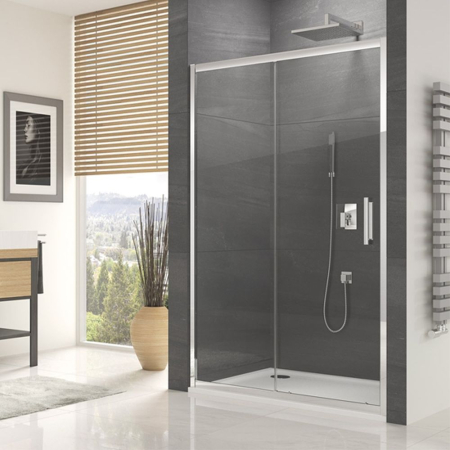 Paravane, usi si pereti dus - Usa culisanta dus sticla securizata formata din 2 elemente, 100x190 cm, Sanswiss Ocelia