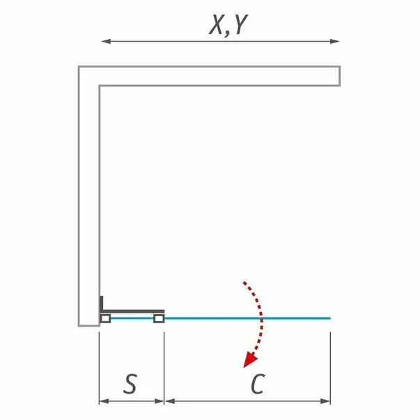 Usa de dus pivotanta GDO1N/900, H.2000, profil crom, sticla transparenta [3]