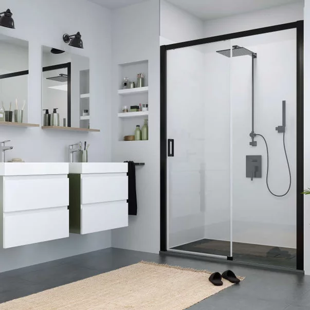 Zona de dus - Usa de nisa culisanta Roth Cariba 120 cm sticla 6 mm negru dreapta