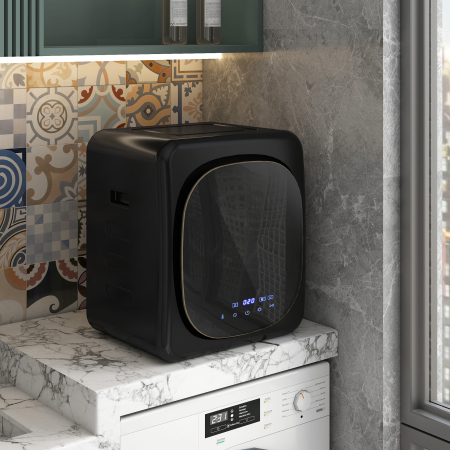  Uscator cu Aer, Capacitate 4kg, Timer si Program Smart, din Otel Inoxidabil si ABS, 48x40x56 cm, Negru [1]