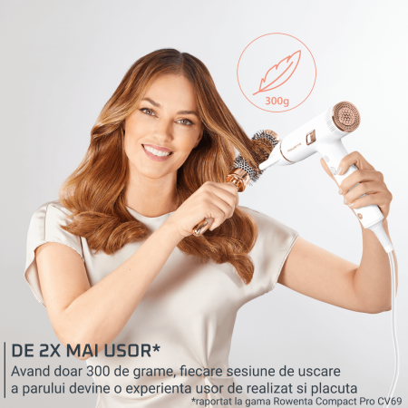 Uscator de par compact Rowenta Nano HY8140F0, 1700W, 3 trepte de viteza, 3 trepte de temperatura, duza de concentrare, difuzor volum, generator de ioni, flux de aer rece, grilaj detasabil, perie de cu [5]