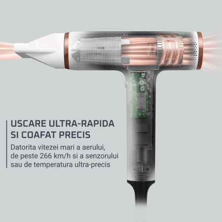 Uscator de par compact Rowenta Nano HY8140F0, 1700W, 3 trepte de viteza, 3 trepte de temperatura, duza de concentrare, difuzor volum, generator de ioni, flux de aer rece, grilaj detasabil, perie de cu [3]