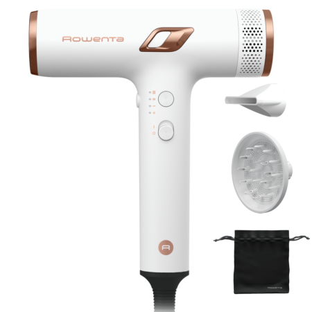 Baie - Uscator de par compact Rowenta Nano HY8140F0, 1700W, 3 trepte de viteza, 3 trepte de temperatura, duza de concentrare, difuzor volum, generator de ioni, flux de aer rece, grilaj detasabil, perie de cu