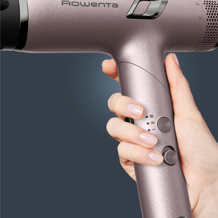 Uscator de par pliabil Rowenta Nano HY8530E0, 1700W, 3 trepte de viteza, 3 trepte de temperatura, 2 concentratoare, functie aer rece, generator de ioni, grilaj detasabil, roz & negru [7]