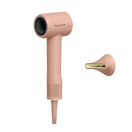 Baie - Uscator de par Rowenta Blumia HY5N11E0, 1300 W, 3 setari de temperatura, 2 trepte de viteza, generator de ioni, concentrator magnetic, design compact, roz
