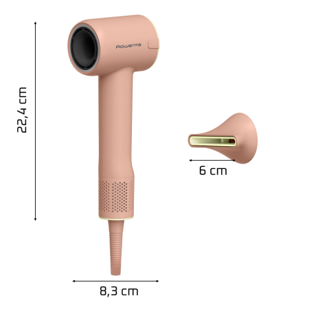 Uscator de par Rowenta Blumia HY5N11E0, 1300 W, 3 setari de temperatura, 2 trepte de viteza, generator de ioni, concentrator magnetic, design compact, roz [12]