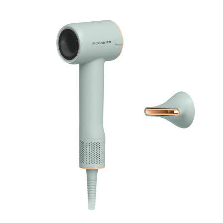Baie - Uscator de par Rowenta Blumia HY5N12E0, 1300 W, 3 setari de temperatura, 2 trepte de viteza, generator de ioni, concentrator magnetic, design compact, verde