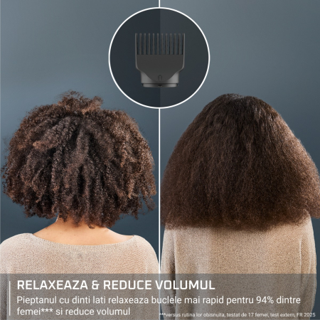 Uscator de par Rowenta Curl Harmony 3 in 1 CV7D30E0, 700 W, 2 trepte de viteza si temperatura, generator de ioni, grila detasabila, geanta de transport, crem & negru [1]