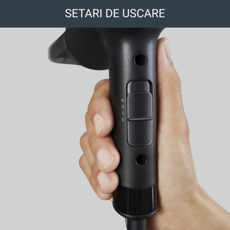 Uscator de par Rowenta Express Style CV1801F0, 1600W, 2 trepte de temperatura si putere, Tehnologia Effiwatts, concentrator, Negru  [7]
