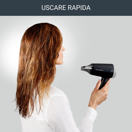 Uscator de par Rowenta Express Style CV1810F0, 1600 W, 2 trepte de temperatura si viteza, tehnologie Effiwatts, functie ionica, functie aer rece, negr [1]
