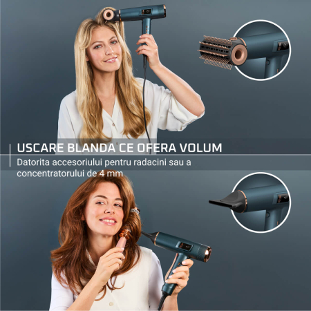 Uscator de par Rowenta Maestria For You HY9430E0, 1800W, 3 setari de temperatura, 3 trepte de viteza, mod manual, invelis ceramic, generator de ioni, 6 accesorii, verde [1]