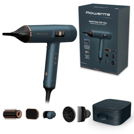 Uscator de par Rowenta Maestria For You HY9430E0, 1800W, 3 setari de temperatura, 3 trepte de viteza, mod manual, invelis ceramic, generator de ioni, 6 accesorii, verde [13]