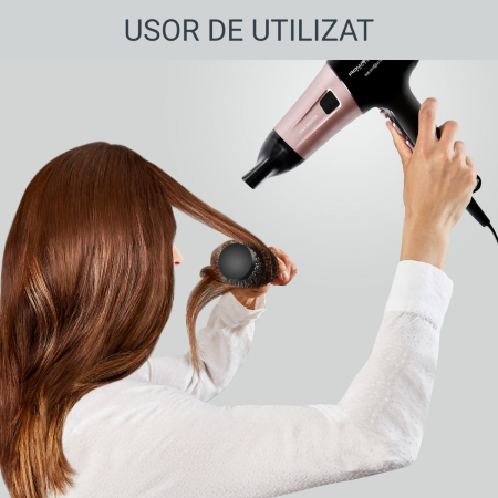 Uscator de par Rowenta PowerLine CV5940F0, 2400W, functie Effiwats, invelis cashmere keratin, tehnologie Ionic booster, negru/roz [1]
