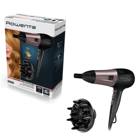 Uscator de par Rowenta PowerLine CV5940F0, 2400W, functie Effiwats, invelis cashmere keratin, tehnologie Ionic booster, negru/roz [10]