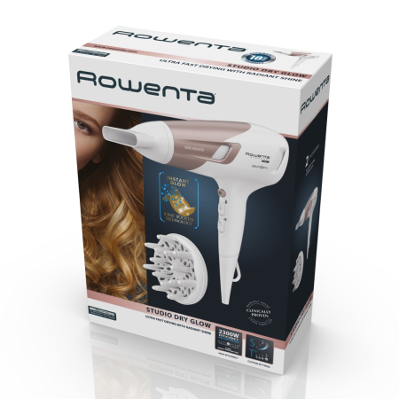 Uscator de par Rowenta Studio Dry Glow CV5830F0, 2300W, 2 trepte viteza, 3 trepte temperatura, tehnologie Thermo Control, alb [8]