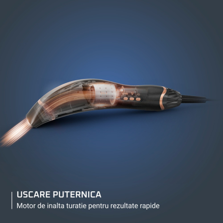 Uscator de par Rowenta Ultimate Experience Air Motion CF8C20E0, 1300W, 3 trepte viteza, 3 trepte temperatura, concentrator 5 mm, jet de aer rece, husa de depozitare, negru & roz [3]