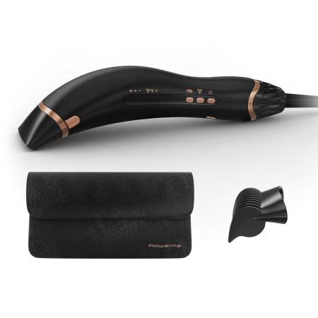 Baie - Uscator de par Rowenta Ultimate Experience Air Motion CF8C20E0, 1300W, 3 trepte viteza, 3 trepte temperatura, concentrator 5 mm, jet de aer rece, husa de depozitare, negru & roz