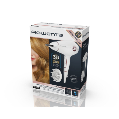 Uscator de par Rowenta Volumizer CV6135F0, 1800 W, 2 trepte de viteza, 3 trepte de temperatura, jet de aer rece, 1 concentrator, alb 1 diffuser, alb [10]