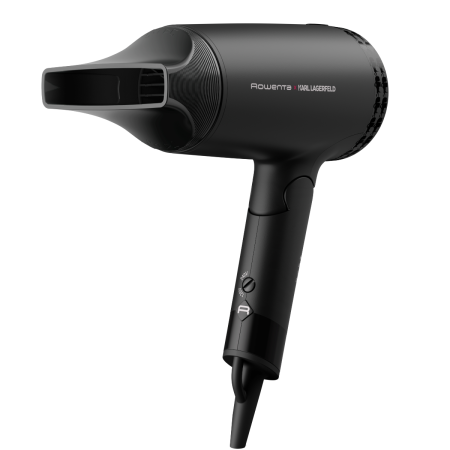 Baie - Uscator de par ROWENTA x Karl Lagerfeld Express Style CV184LF0, 1600 W, 2 trepte de temperatura, invelis Keratin & Glow, concentrator, negru