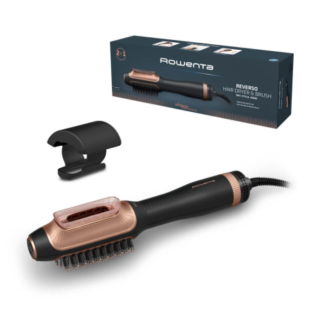 Uscator de par si perie cu aer cald Rowenta Reverso 2 in 1 CF9840F0, 1200W, 2 trepte de viteza si temperatura, accesoriu protectie inclus, negru [11]