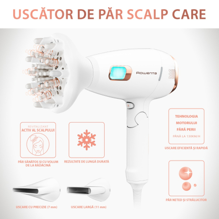 Uscator de par Ultimate Experience Scalp Care CV9240F0, 2200W, Active scalp revitalizer, functie Advanced Care, tehnologie Ionic Booster, alb [6]