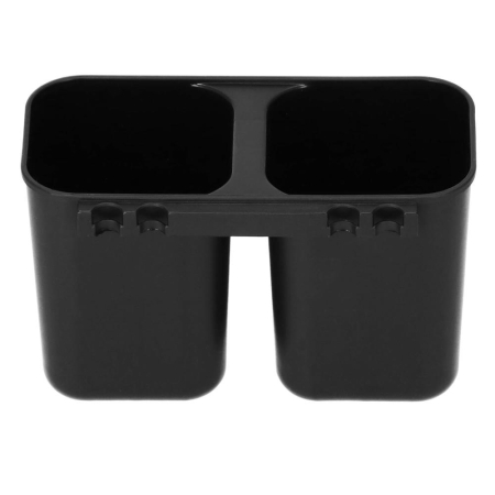 Uscator de vase cu suport tacamuri, din otel, cu tava de scurgere, 42x32x15cm, negru [16]