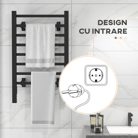  Uscator Electric de Prosoape, Cuier incalzit cu 8 Bare si Temporizator de 2 sau 4 Ore, 53x35x90 cm, Negru [7]