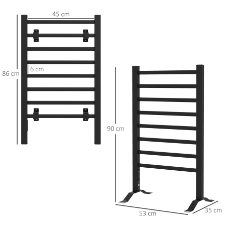  Uscator Electric de Prosoape, Cuier incalzit cu 8 Bare si Temporizator de 2 sau 4 Ore, 53x35x90 cm, Negru [2]