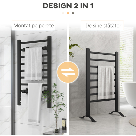  Uscator Electric de Prosoape, Cuier incalzit cu 8 Bare si Temporizator de 2 sau 4 Ore, 53x35x90 cm, Negru [3]