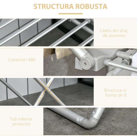  Uscator electric pliabil pentru rufe, cu aripi extensibile, eficient energetic, pentru interior [6]