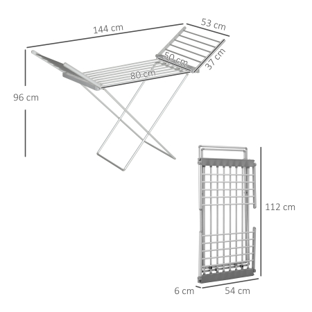  Uscator electric pliabil pentru rufe, cu aripi extensibile, eficient energetic, pentru interior [2]