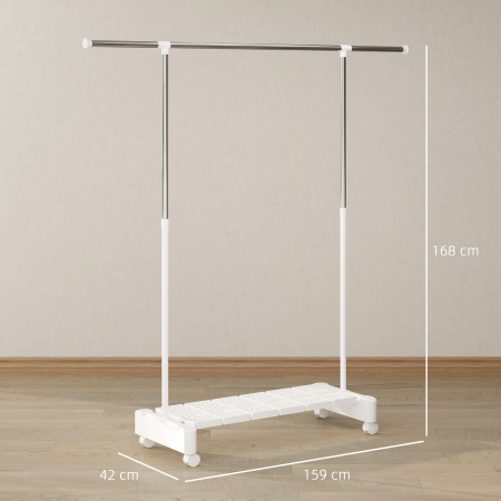  Uscator Vertical Extensibil cu Roti si Raft pentru incaltaminte Alb [2]