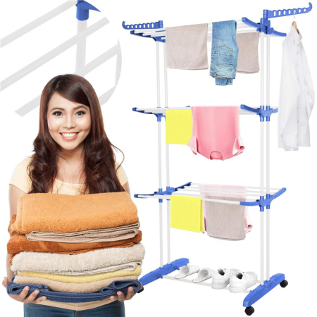 Uscator vertical pentru rufe, mobil si pliabil, cu doua umerase, 75x57x170cm, sarcina 15kg [6]