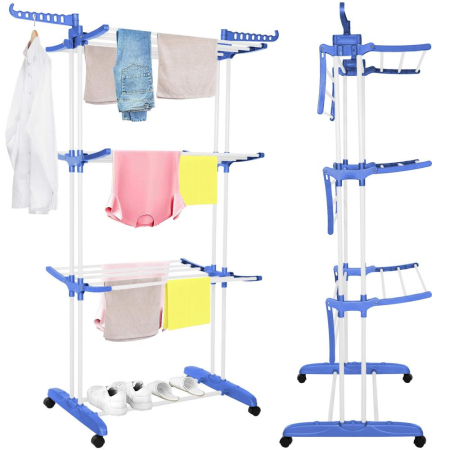 Uscator vertical pentru rufe, mobil si pliabil, cu doua umerase, 75x57x170cm, sarcina 15kg [5]