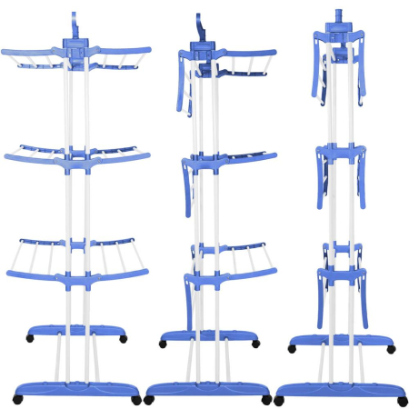 Uscator vertical pentru rufe, mobil si pliabil, cu doua umerase, 75x57x170cm, sarcina 15kg [2]