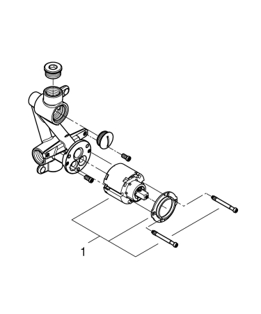 Valva incastrat Grohe 33965000, 1 bar, 138 mm, 1 functii palarie dus, 2 nr iesiri, 2 nr intrari, cu diverter [4]
