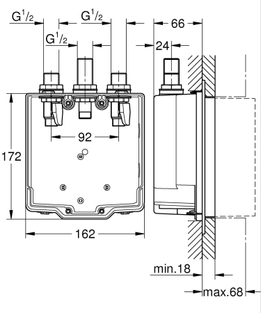 Valva incastrata Grohe 36322001, 36321000 produs compatibil, izolata [4]