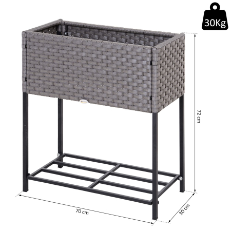  vas de flori, cu raft, 70x30x72cm, gri [2]